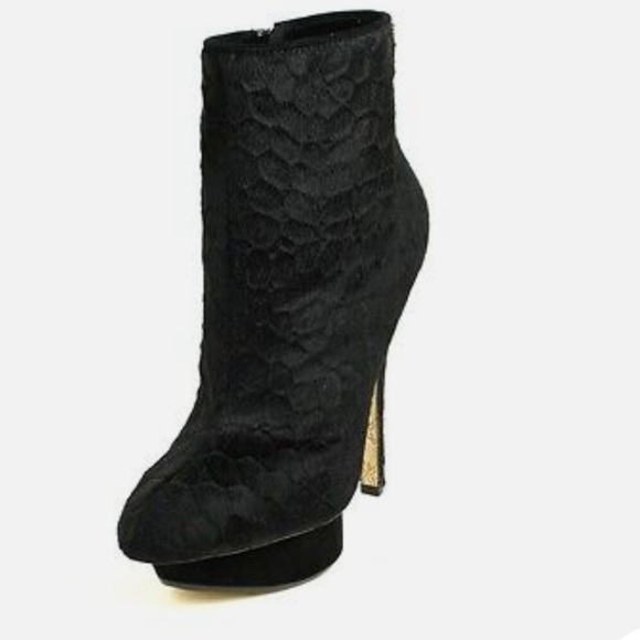 L.A.M.B. Women Noss BLACK LAMB Pumps Mid Calf Boot Platform Heels - Picture 3 of 16